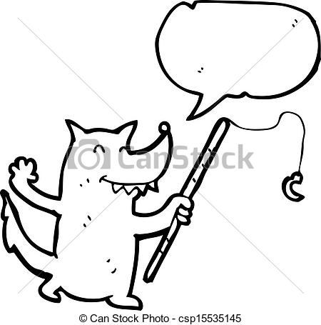 450x455 Cartoon Wolf With Fishing Rod Eps Vector