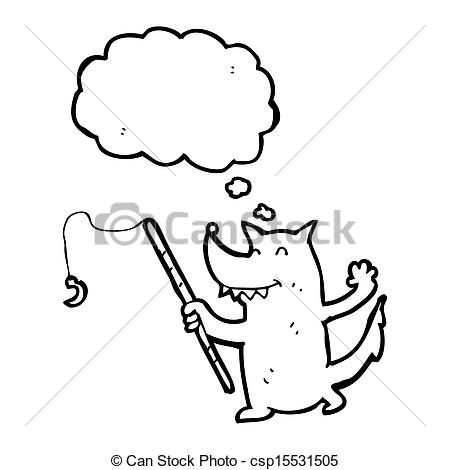 450x470 Cartoon Wolf With Fishing Rod.