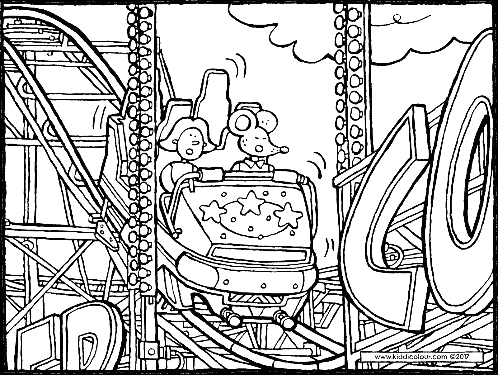 1600x1204 Roller Coaster Coloring Page