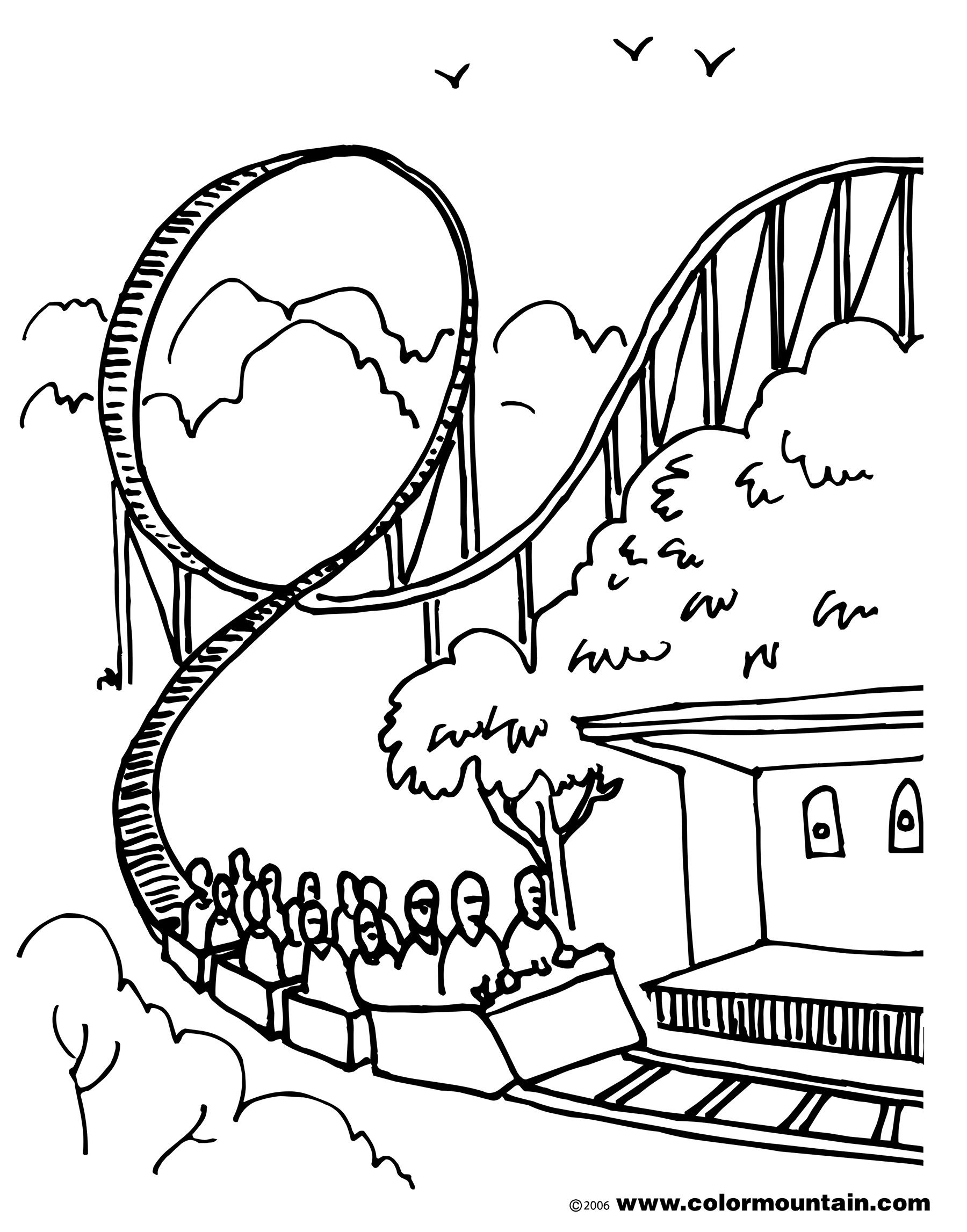 1800x2294 Roller Coaster Coloring Pages Preschool To Amusing Amusement Park