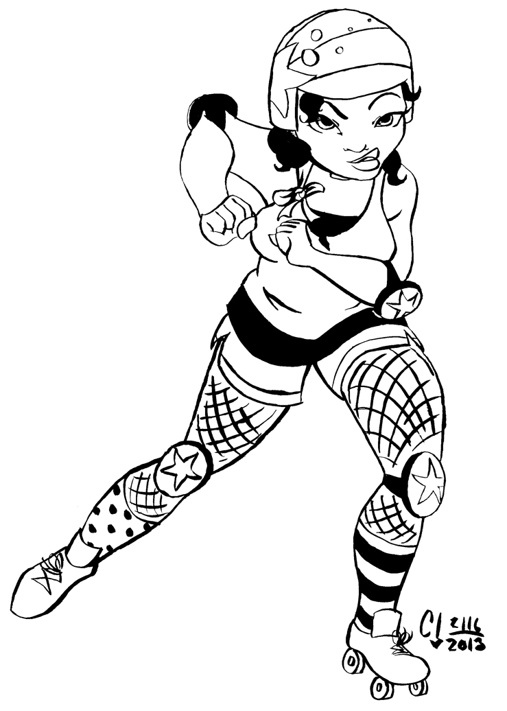 739x1036 Roller Derby Girl By Chrissi Pumpkin