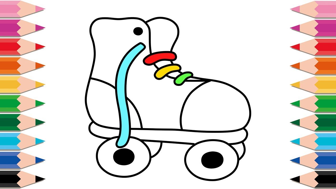 1280x720 How To Draw Roller Skates For Kids Drawing And Coloring Pages