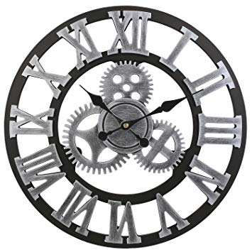 355x355 Soledi 3d Gear Wooden Wall Clock Vintage Handmade