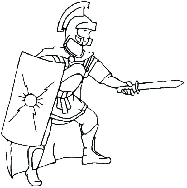 600x602 Roman Coloring Pages Ancient A Cartoon Drawing Of Soldier