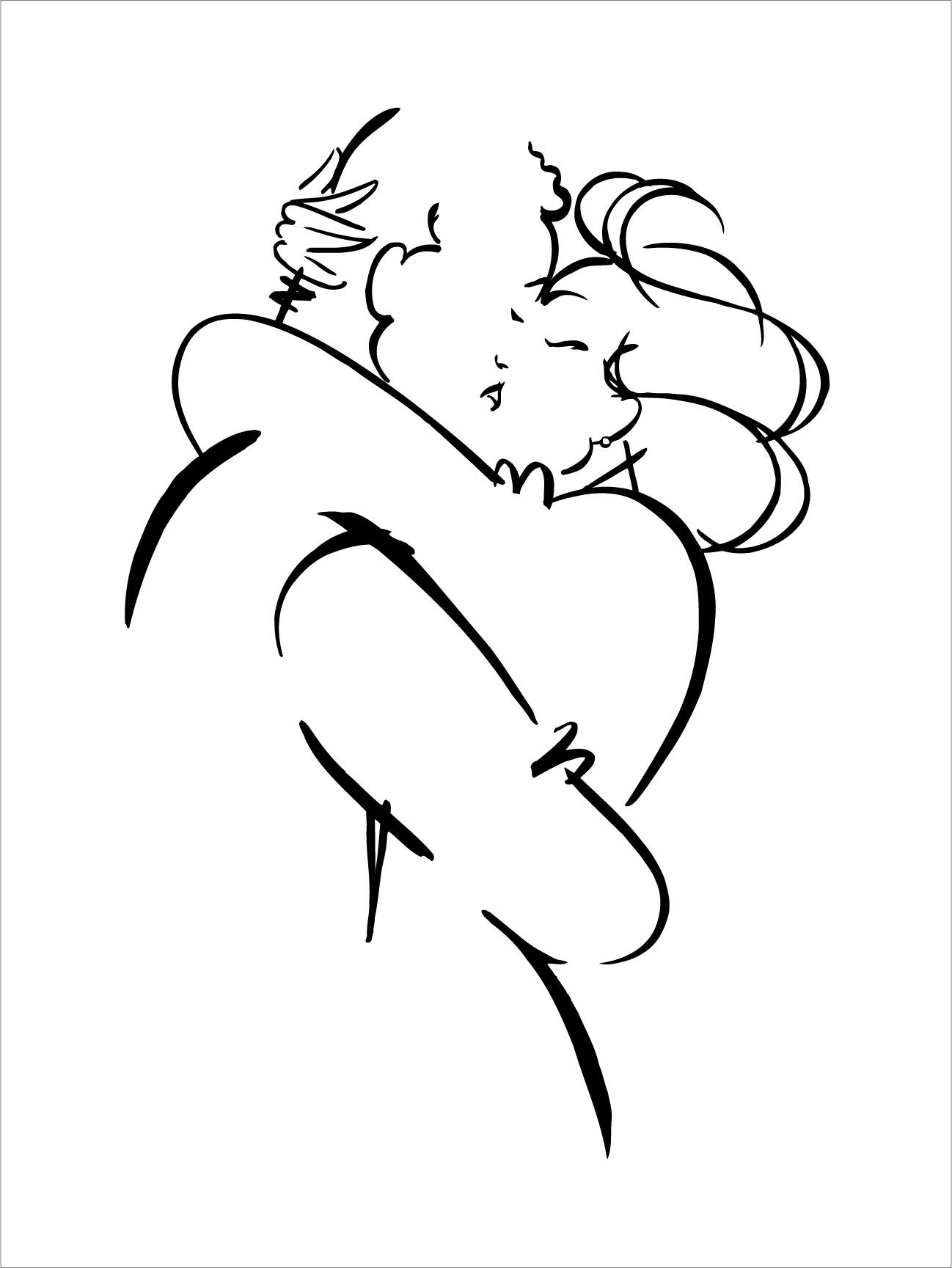 1298x1729 Reunion India Ink And Brush On Paper, Part Of The Romance