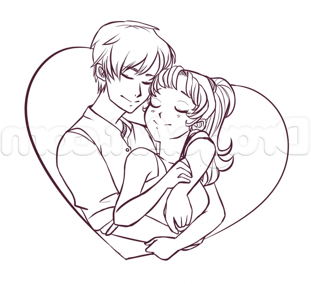 1024x936 Drawing Of Couple In Cartoon Romance Anime Cartoons Romantic