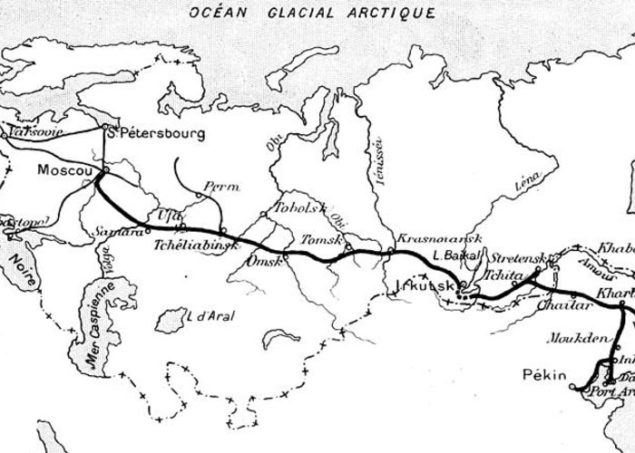 700x500 Map Of The Route Of The Trans Siberian Railway Greeting Card