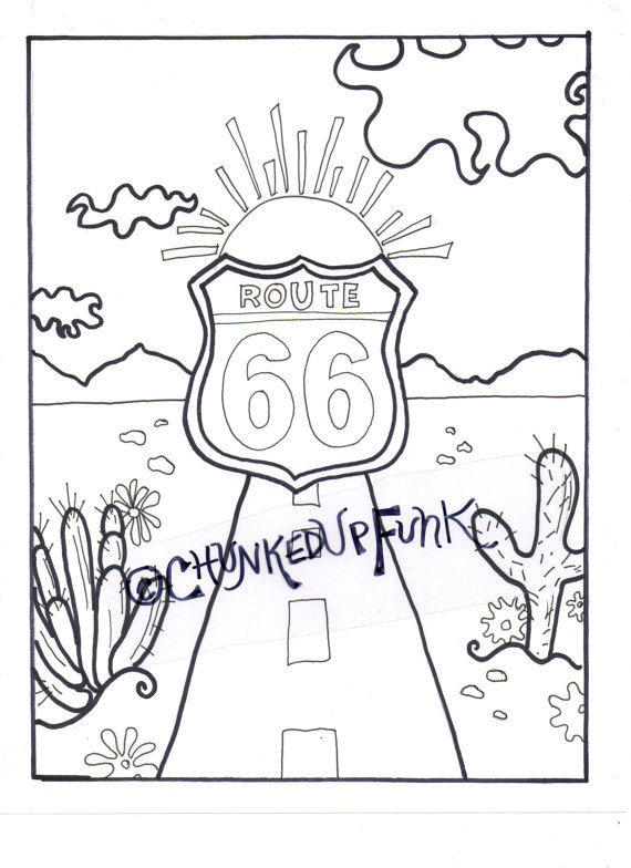570x784 Adult Coloring Book Route 66 New Mexico Arizona