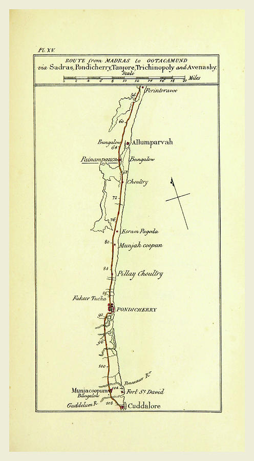 496x900 Observations On The Neilgherries, Map Of The Route Drawing By Litz