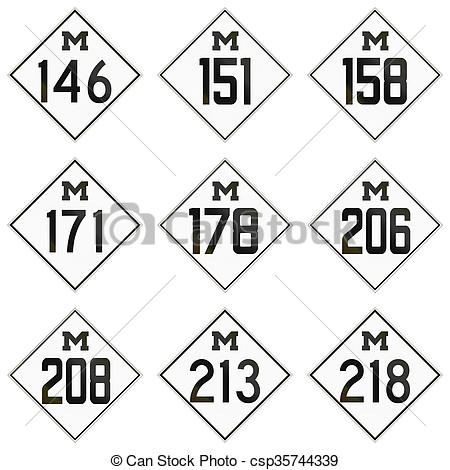 450x470 Collection Of Historic Michigan Route Shields Used In