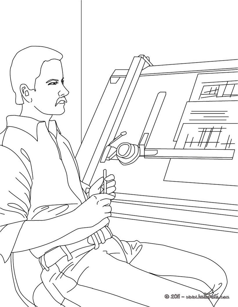 820x1060 Architect Drawing Out A Bluepirnt Coloring Page. Amazing Way