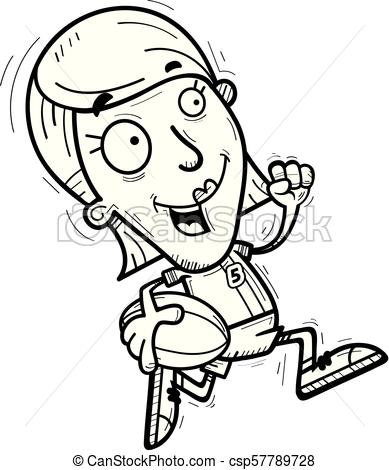 389x470 Cartoon Rugby Player Running. A Cartoon Illustration Of A Woman