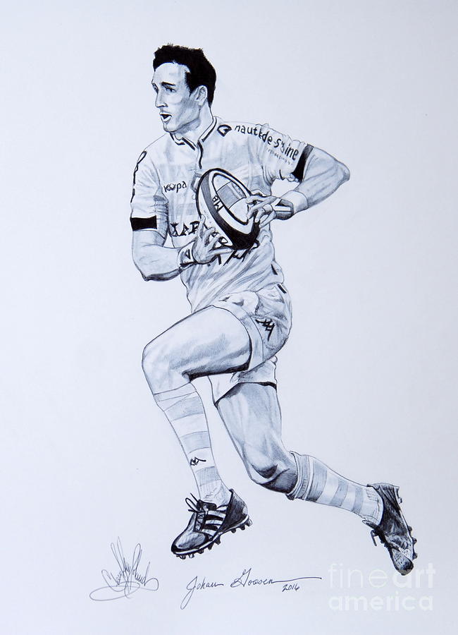 650x900 Johan Goosen Playing Rugby Drawing By Cheryl Poland
