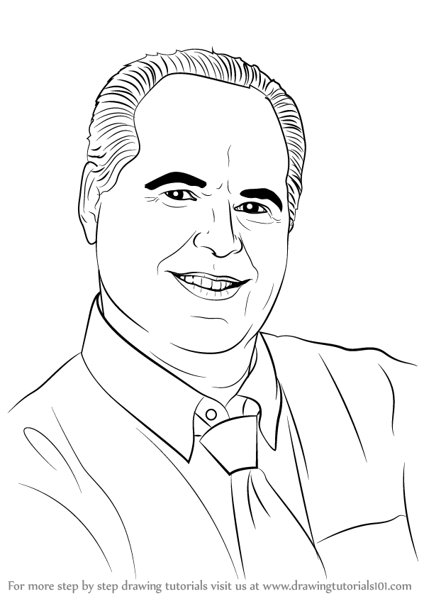 598x844 Learn How To Draw Rush Limbaugh (Entertainers) Step By Step