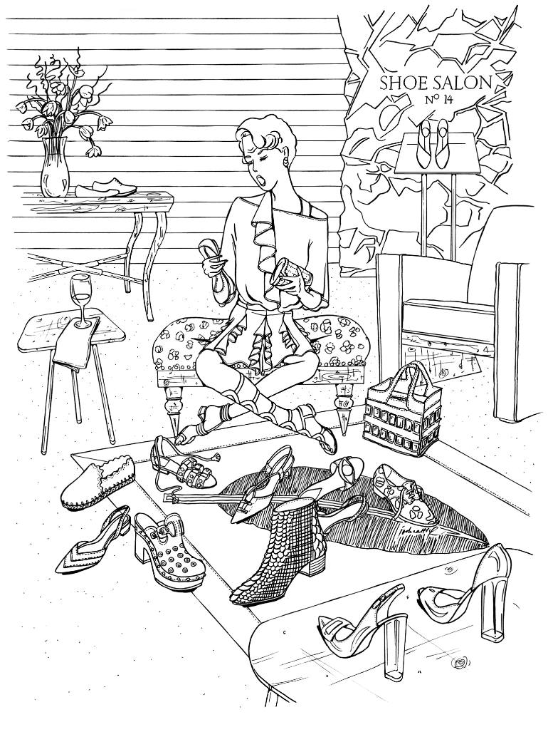 770x1027 Saatchi Art Sbf2475 Shoe Salon No. 14 Drawing By Joshua Wong