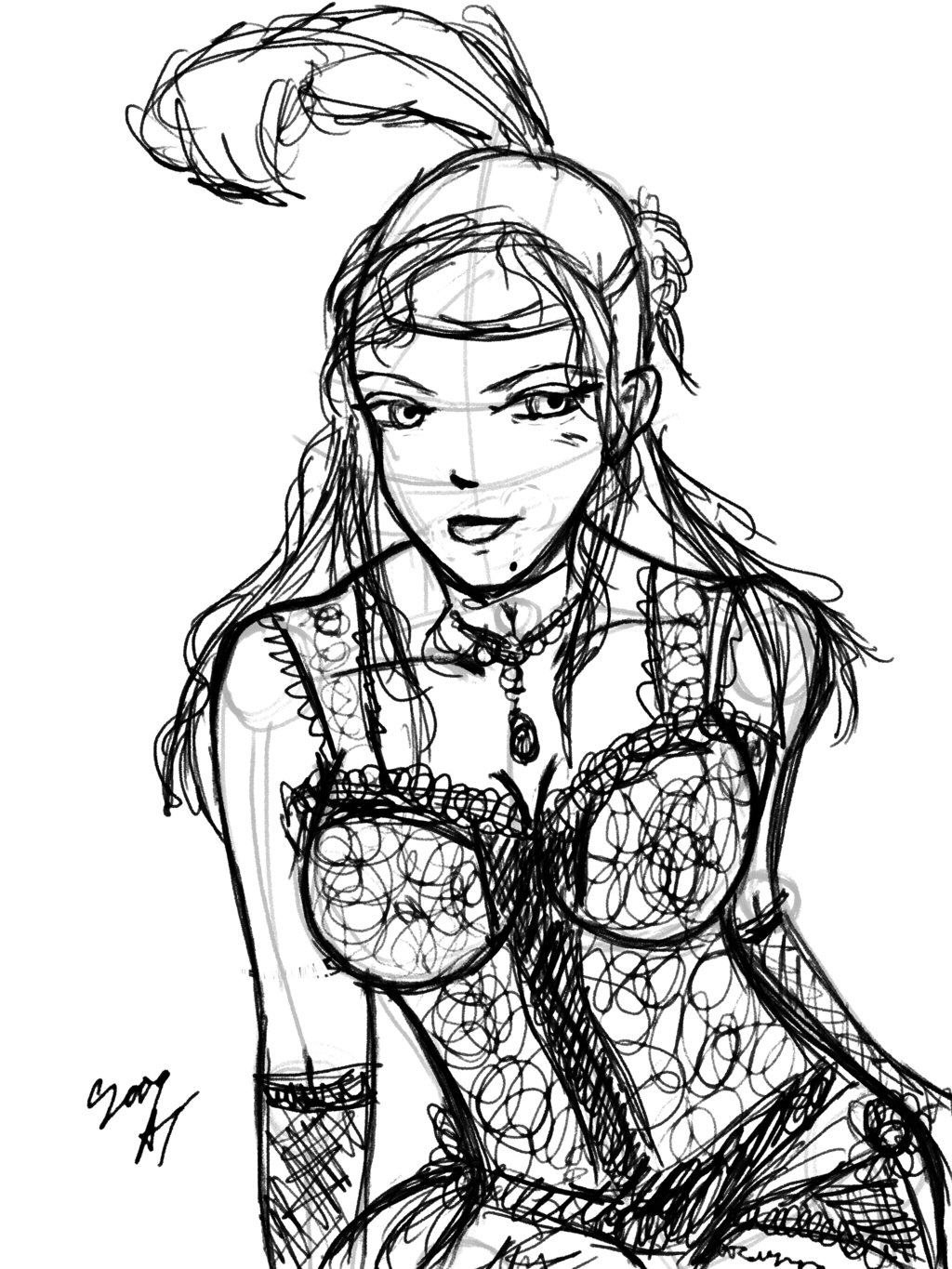 1024x1365 Saloon Girl Sketch By Kamidoodles