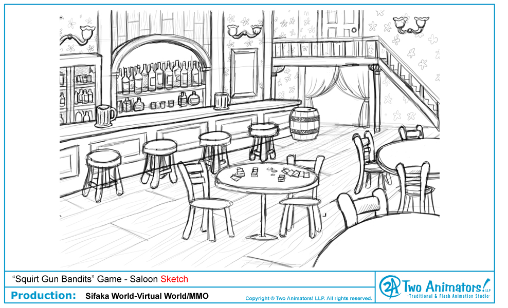 988x600 The Cartoon Funny Squirt Gun Bandits Saloon Background