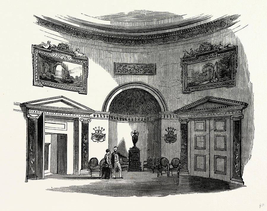 900x712 The Saloon, Kedleston Hall, Uk, England, Engraving 1870s Drawing