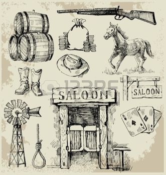 331x350 Saloon Western La Main Wild West Ensemble Illustration