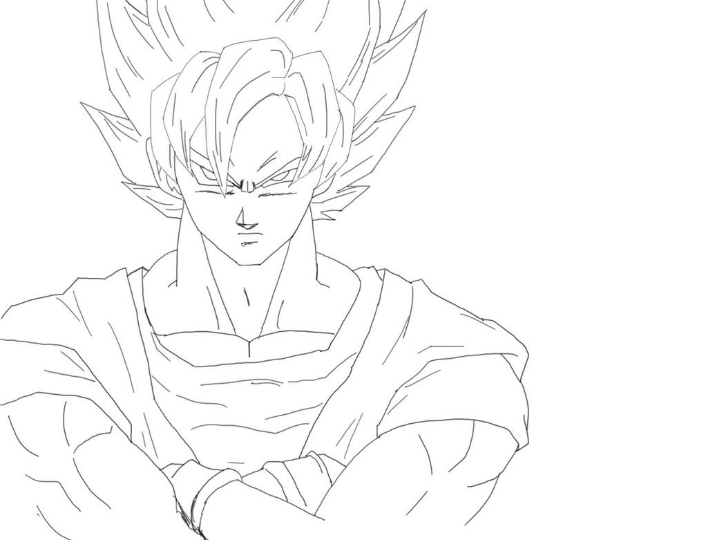 1022x781 Goku Ssj Line Drawing Sample By Luiya Ssesao