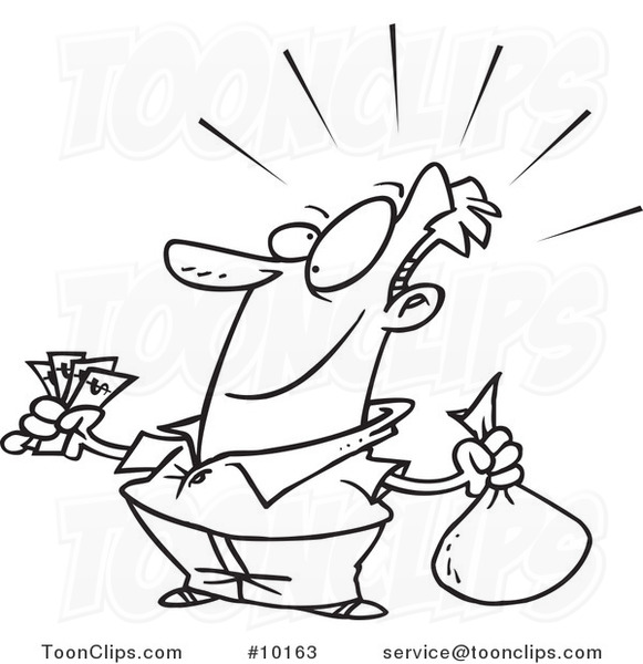 581x600 Cartoon Black And White Line Drawing A Guy With A Lot