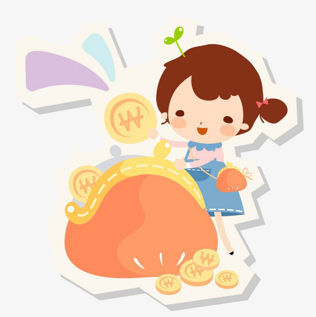 650x651 The Little Girl Counted Her Savings, Cartoon Hand Drawing, Lovely