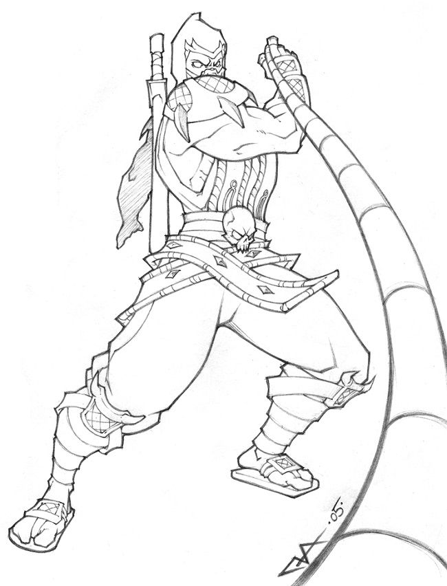 650x852 Mortal Kombat Scorpion Coloring Pages Coloring Pages