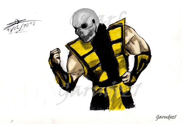 600x410 Scorpion Skeleton Without Mask Mortal Kombat Draw By Garudoz1