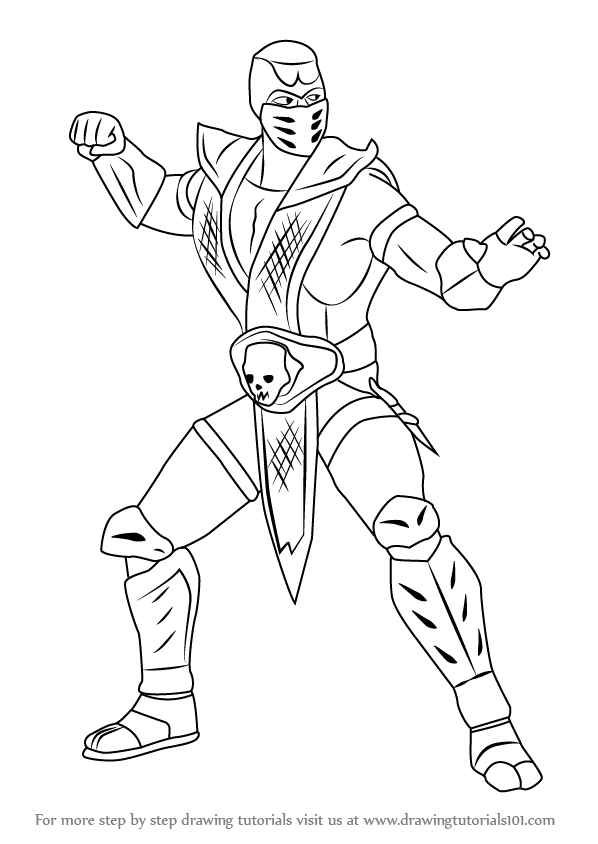 598x844 Learn How To Draw Scorpion From Mortal Kombat (Mortal Kombat) Step