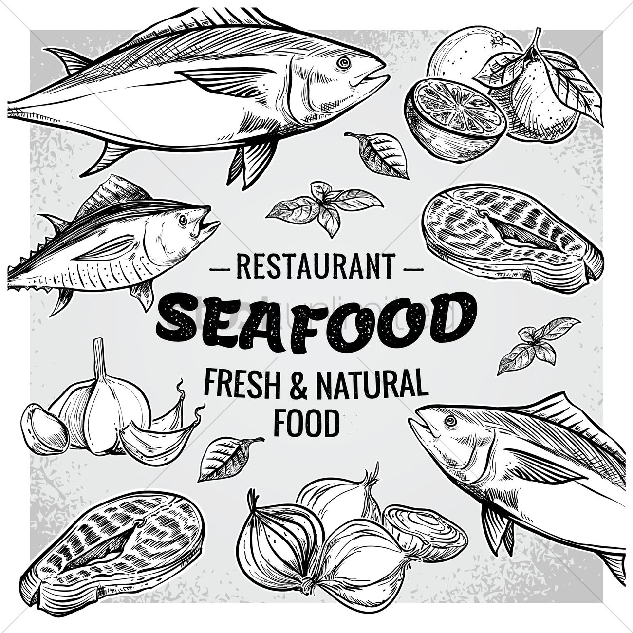 1300x1300 Seafood Restaurant With Fresh And Natural Food Vector Image