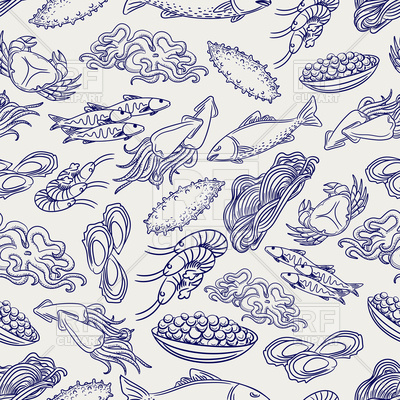 400x400 Hand Drawn Seafood Seamless Pattern Vector Image Vector Artwork