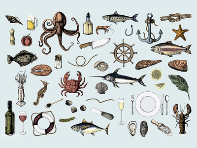 400x300 Vintage Seafood Drawing By Rawpixelgift