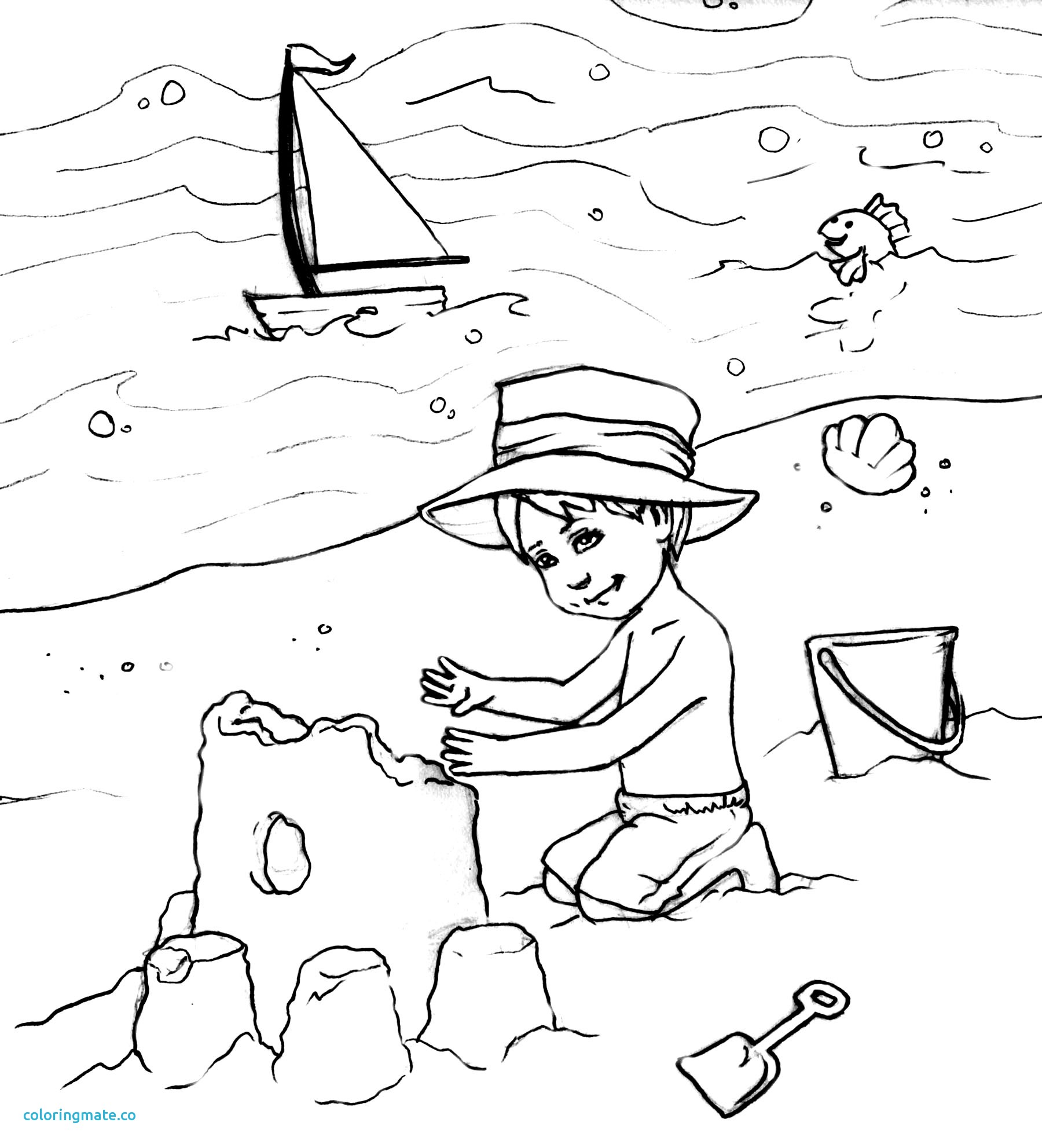 1800x1983 Free Seaside Coloring Pages Beach Page Elegant