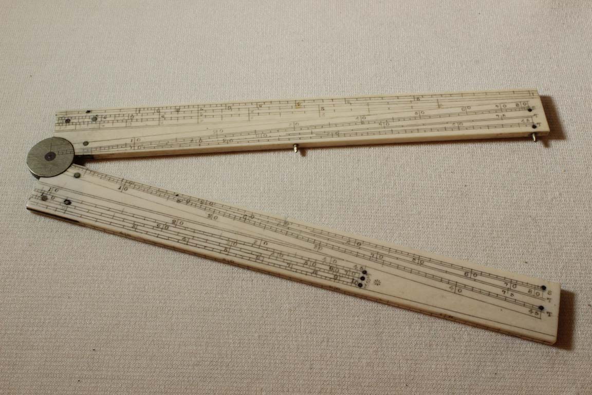 1152x768 Antique Ivory Folding Sector Drawing Rule With Multiple Scales