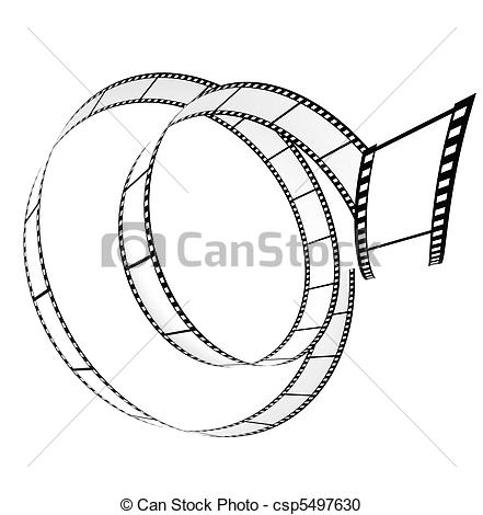 441x470 Segment Blank Film Rolled Up On A White Background Stock