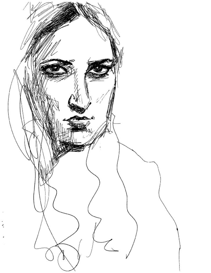 800x1035 Self Portrait Drawing In Black Ink 8 12 X 11 By Laurabaran