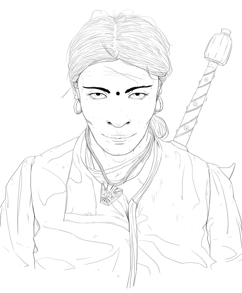 812x984 The Sell Sword Lineart By Hamosart