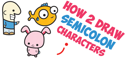 500x238 How To Draw Cute Cartoon Characters From Semicolons