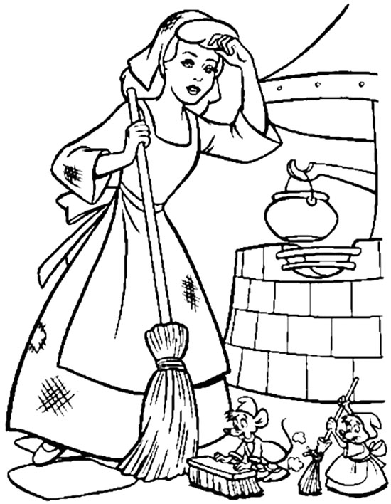 550x708 Cinderella Cleaning Coloring Page Cinderella Cleaning The House