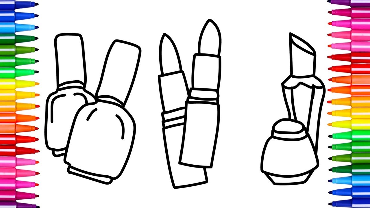 1280x720 How To Draw Makeup Set For Girls Drawing With Colorful Markers