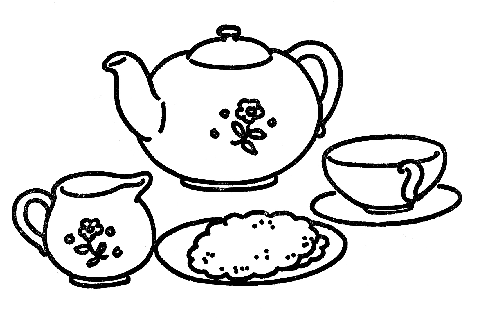 1650x1125 Awesome Tea Set Coloring Page Design Printable Coloring Sheet