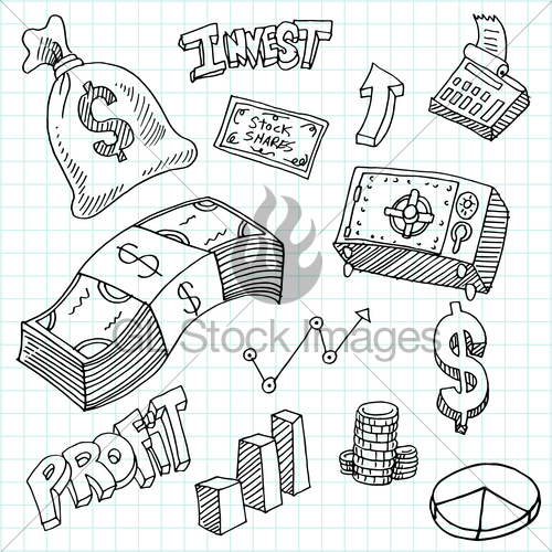 500x500 Financial Investment Symbols Drawing Set Gl Stock Images