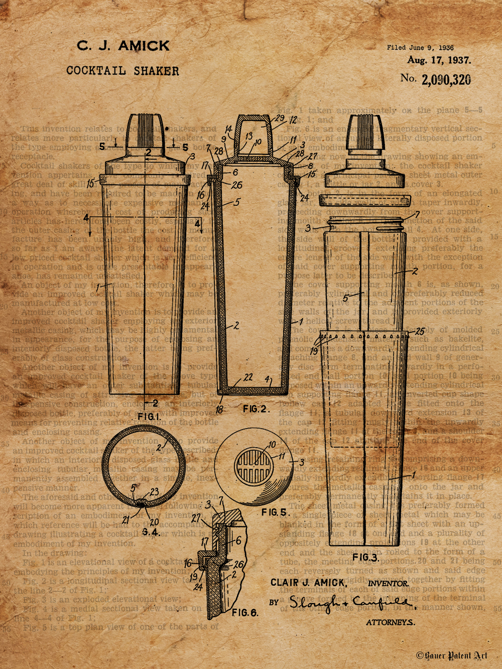 1000x1333 Vintage Patent Art Drawing Of Cocktail Shaker