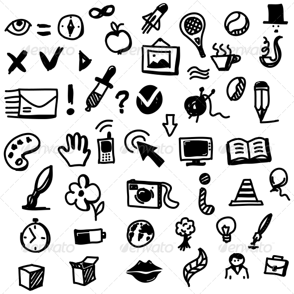 590x590 Hand Drawn Sketch Icon Set By Chuhastock Graphicriver