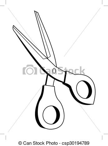 346x470 Outline Illustration Of Scissors, Office Tool.