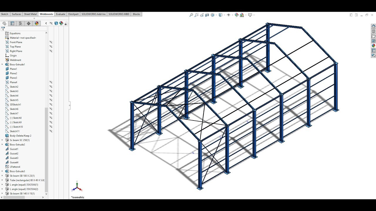 1280x720 Industrial Shed Design (10 20 M Span) Using Solidwork As Per