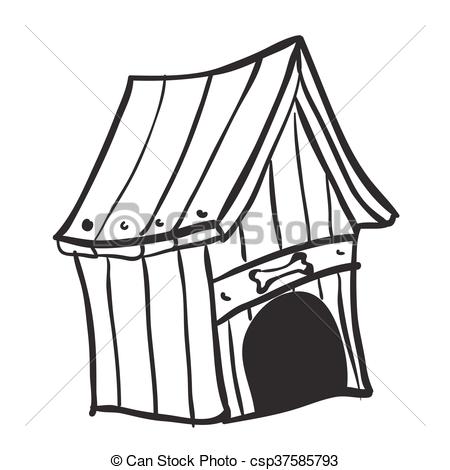 450x470 Black And White Dog House Cartoon.
