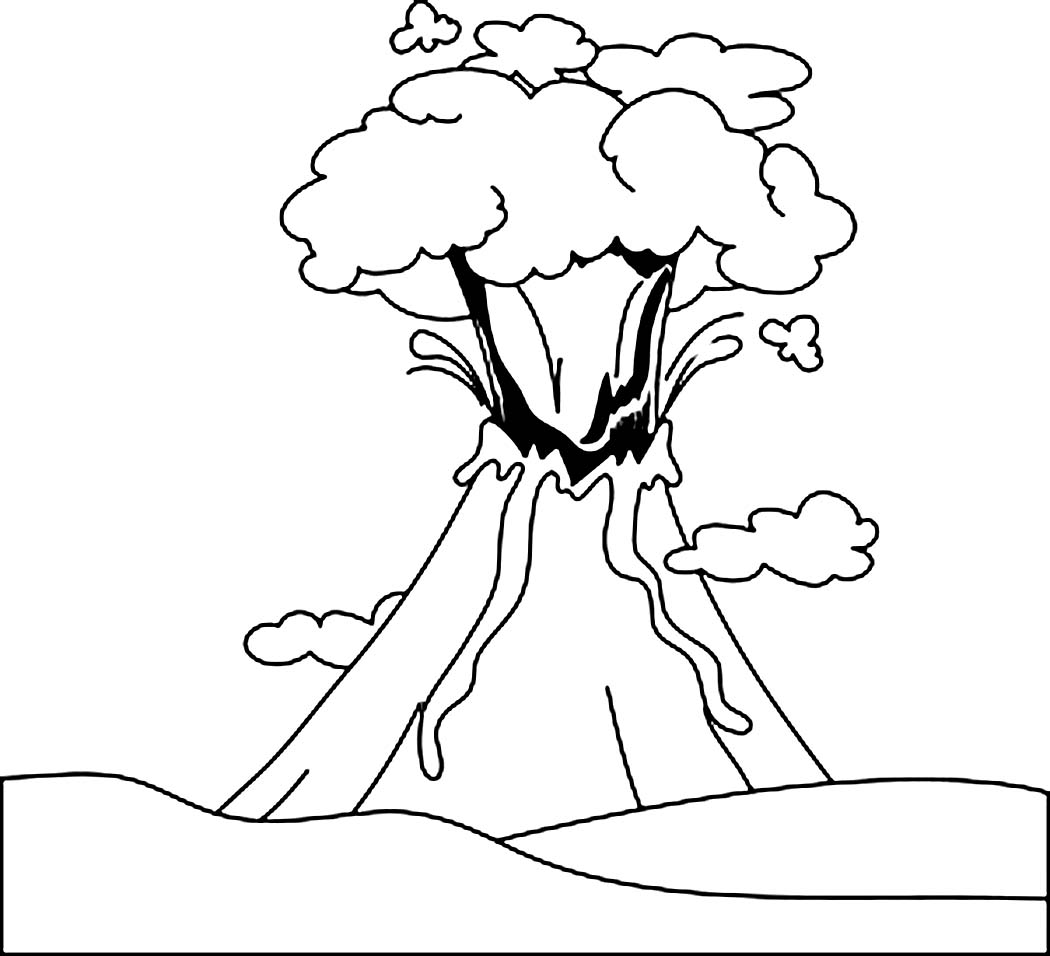 1050x956 Volcano Coloring Pages