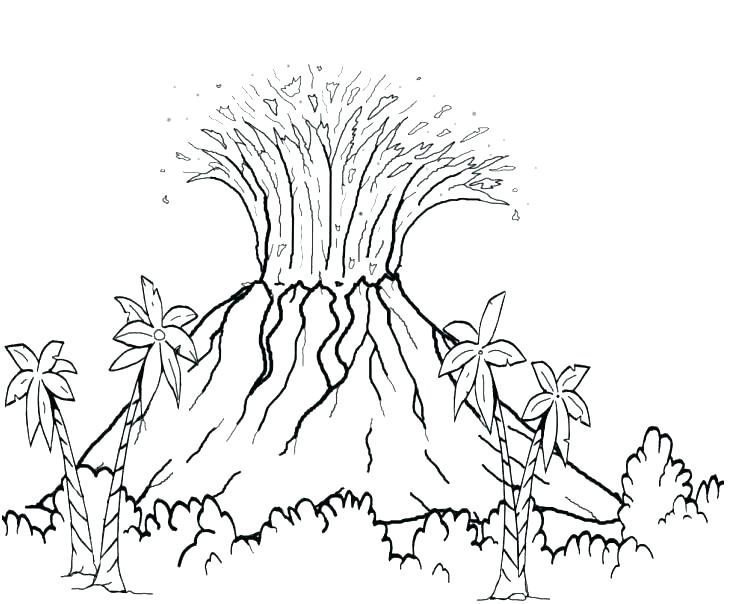 735x604 Volcano Coloring Page Arconstructions