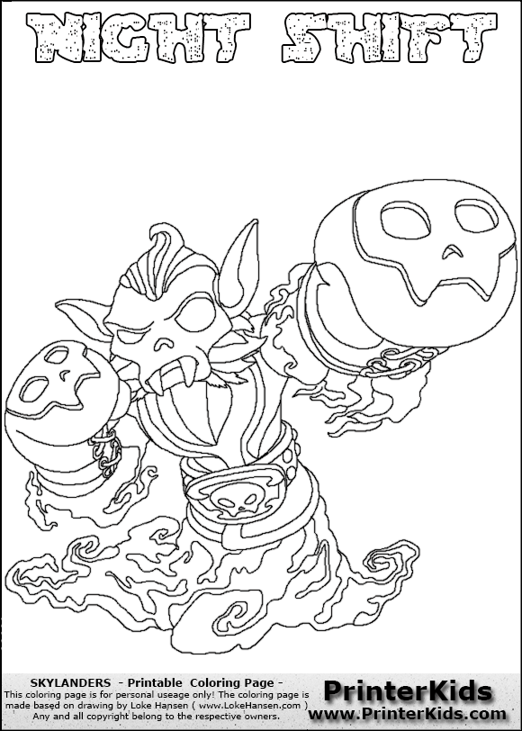 580x812 Skylander Swap Force Night Shift Coloring Pages
